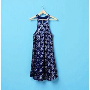 City Triangles Trapeze Blue Sequin Party Dress L